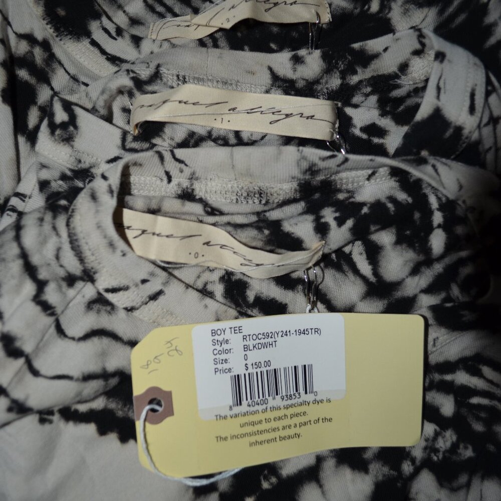 NWT $150 Raquel Allegra Black White Tie Dye Boy Tee T-Shirt - Picture 7 of 8